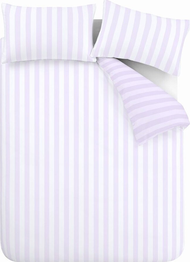 Bílé/v levandulové barvě povlečení na dvoulůžko/prodloužené 230x220 cm Stripe Tease – Sassy B