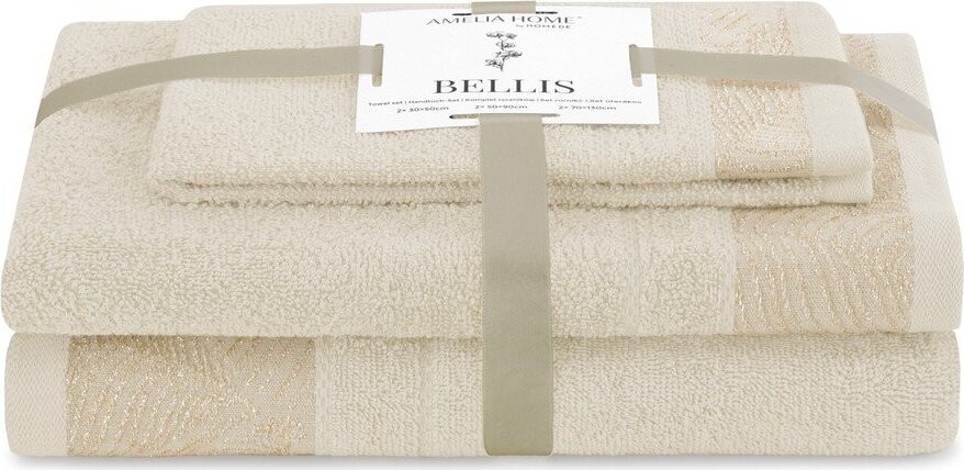 Béžové froté bavlněné ručníky a osušky v sadě 3 ks Bellis – Restilo