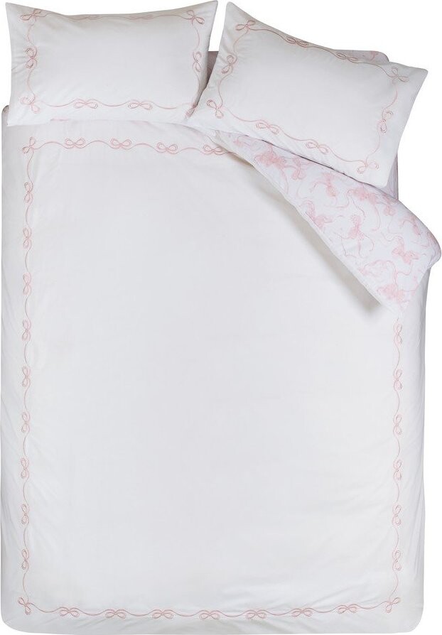 Bílé povlečení na dvoulůžko 200x200 cm Bow Embroidery – Catherine Lansfield