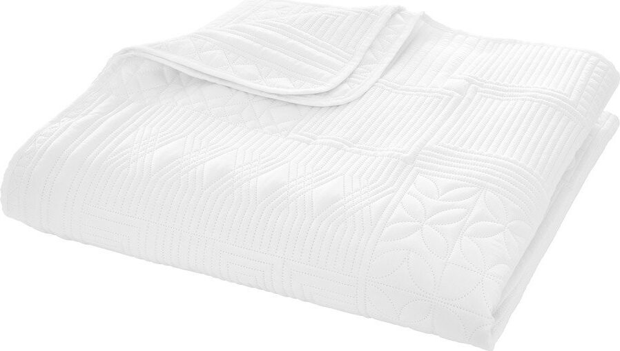 Bílý prošívaný přehoz 220x230 cm Folkstone Geo – Catherine Lansfield