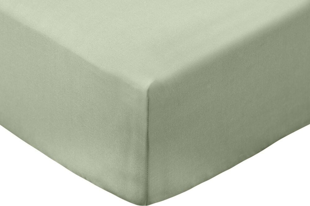Zelené napínací prostěradlo z bavlněného perkálu 135x190 cm Cotton Percale – Bianca