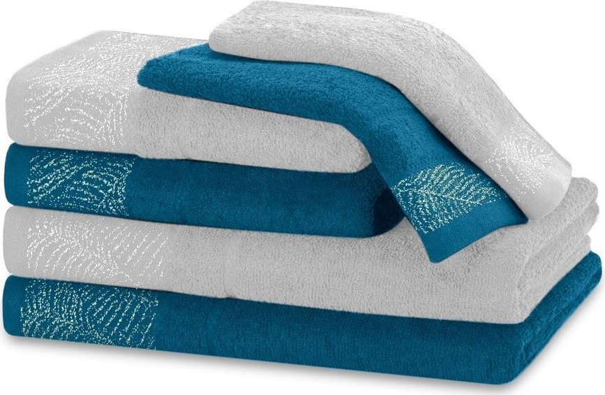 Modré/šedé froté bavlněné ručníky a osušky v sadě 6 ks Bellis – Restilo