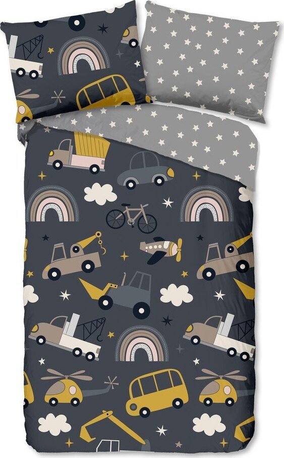 Šedé bavlněné dětské povlečení na jednolůžko 140x200 cm Rush – Good Morning