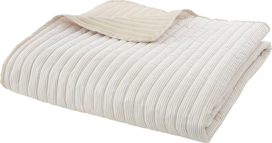 Béžový prošívaný přehoz 220x230 cm Stripe – Catherine Lansfield