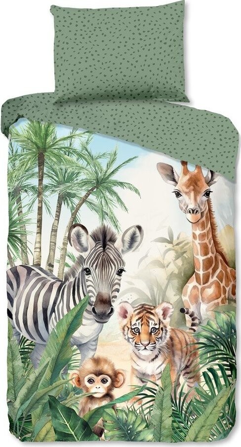 Zelené bavlněné dětské povlečení na jednolůžko 140x200 cm Thabo – Good Morning