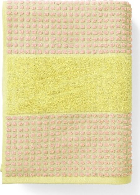 Žlutý/růžový froté ručník z Bio bavlny 50x100 cm Check – JUNA