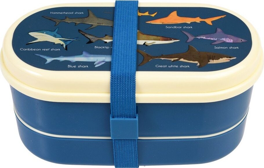 Tmavě modrý dětský svačinový box Sharks – Rex London