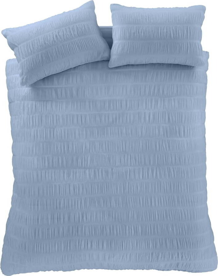 Modré krepové povlečení na dvoulůžko/prodloužené 230x220 cm Seersucker – Catherine Lansfield