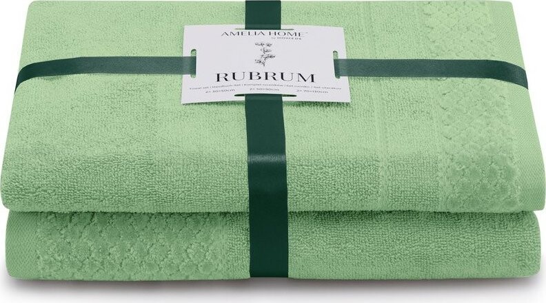 Světle zelené froté bavlněné ručníky a osušky v sadě 2 ks Rubrum – Restilo