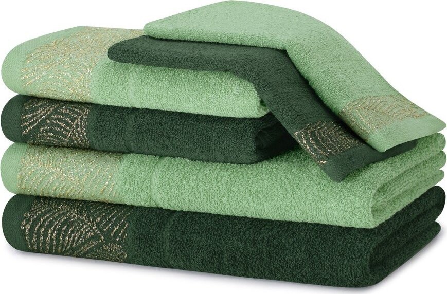 Zelené froté bavlněné ručníky a osušky v sadě 6 ks Bellis – Restilo