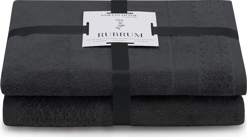 Černé froté bavlněné ručníky a osušky v sadě 2 ks Rubrum – Restilo