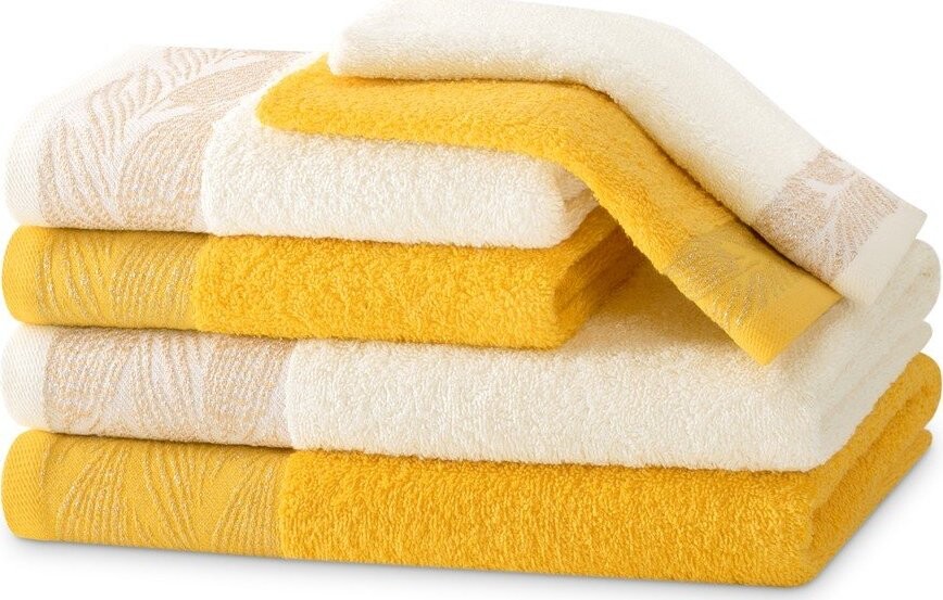 Žluté/krémové froté bavlněné ručníky a osušky v sadě 6 ks Allium – Restilo