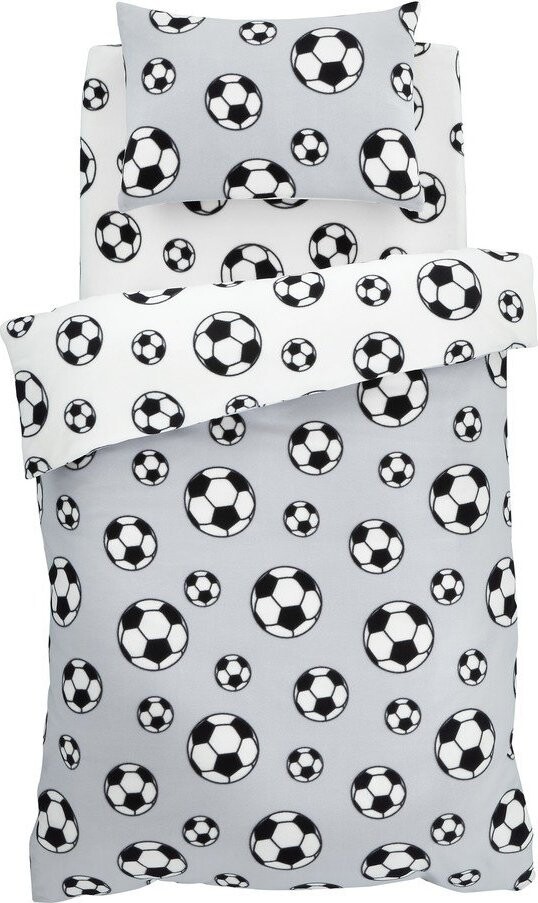 Světle šedé fleecové dětské povlečení na dvoulůžko 200x200 cm Football – Catherine Lansfield