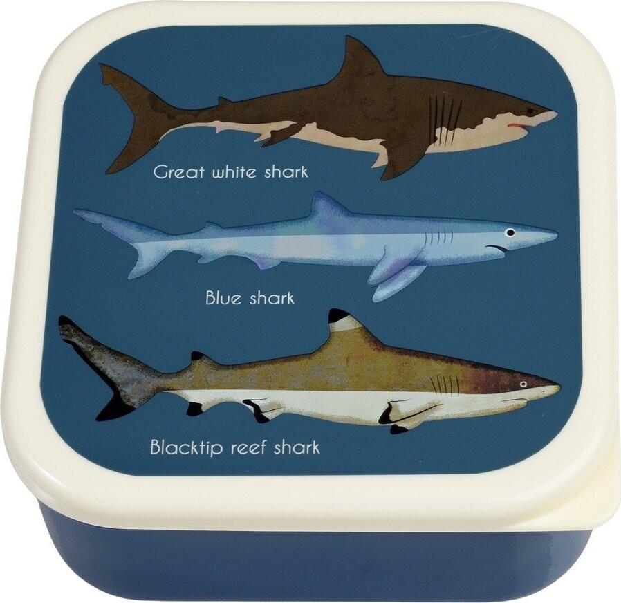 Tmavě modré dětské svačinové boxy v sadě 3 ks Sharks – Rex London