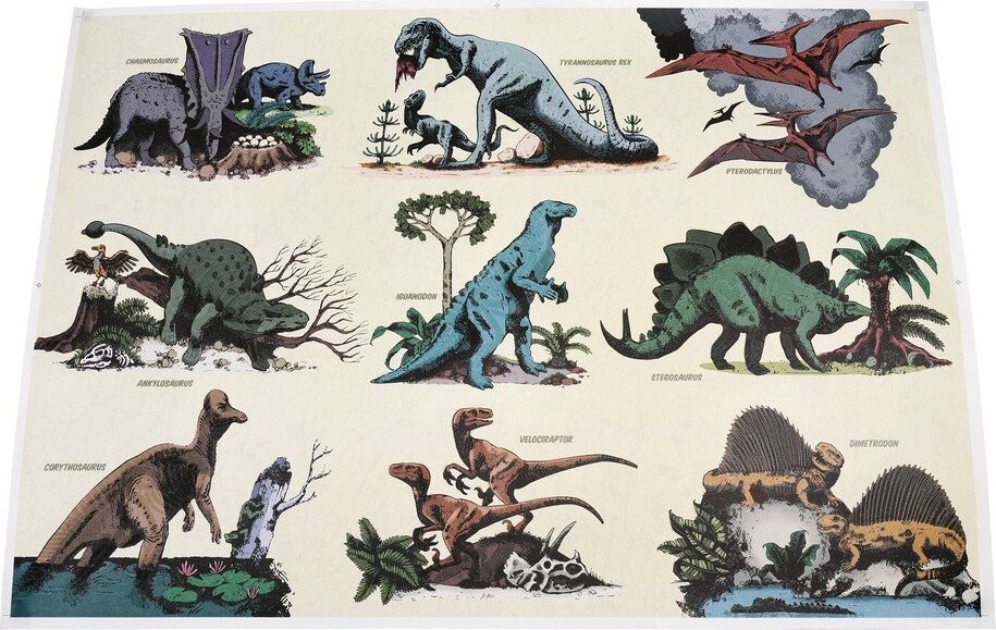 Dětský obrázek 70x50 cm Glow in the Dark – Prehistoric Land – Rex London