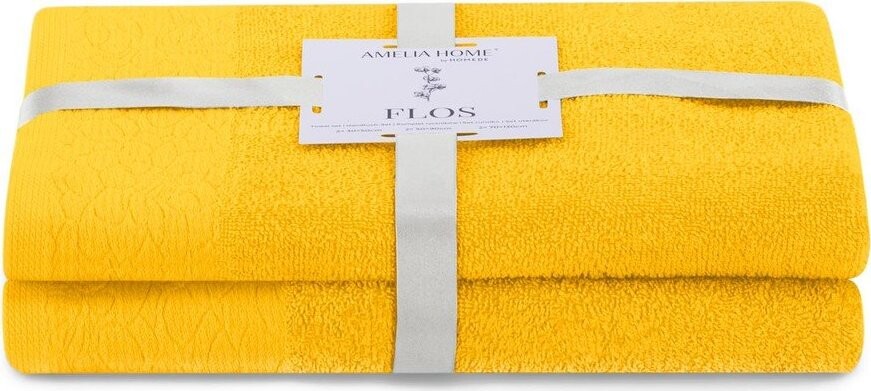 Žluté froté bavlněné ručníky a osušky v sadě 2 ks Flos – Restilo