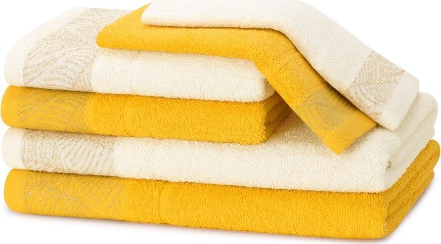 Žluté/krémové froté bavlněné ručníky a osušky v sadě 6 ks Bellis – Restilo