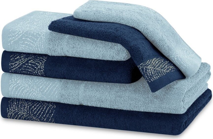 Modré froté bavlněné ručníky a osušky v sadě 6 ks Bellis – Restilo