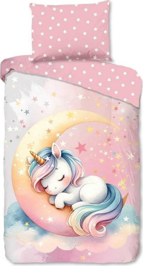 Růžové bavlněné dětské povlečení na jednolůžko 140x200 cm Molly – Good Morning