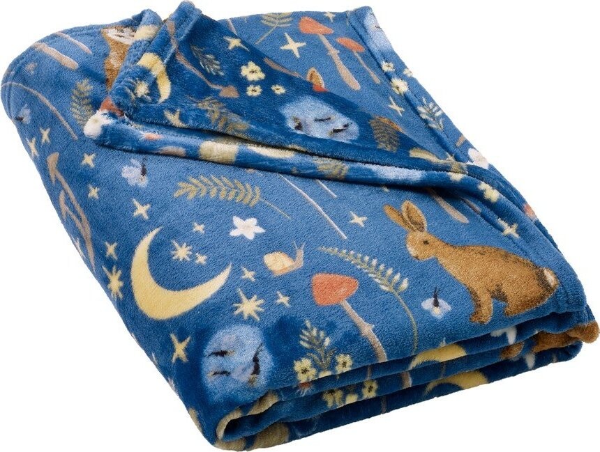 Modrá deka z mikroplyše 130x170 cm Enchanted Twilight Animals – Catherine Lansfield