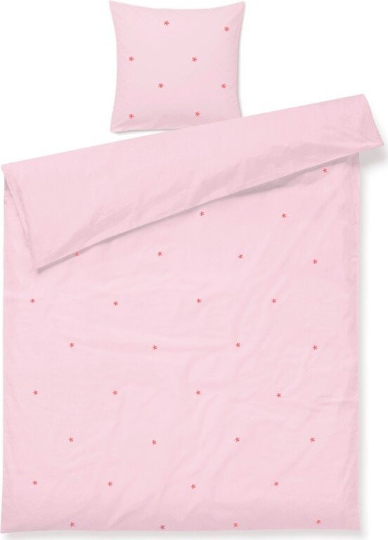 Růžové povlečení na jednolůžko z bavlněného perkálu 140x200 cm Daisy – JUNA