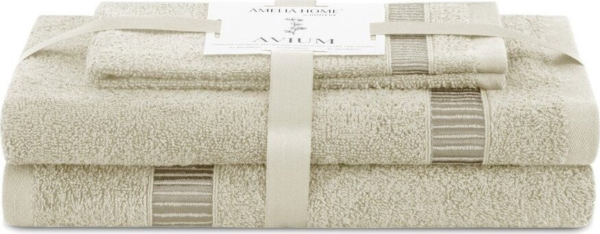 Béžové froté bavlněné ručníky a osušky v sadě 3 ks Avium – Restilo