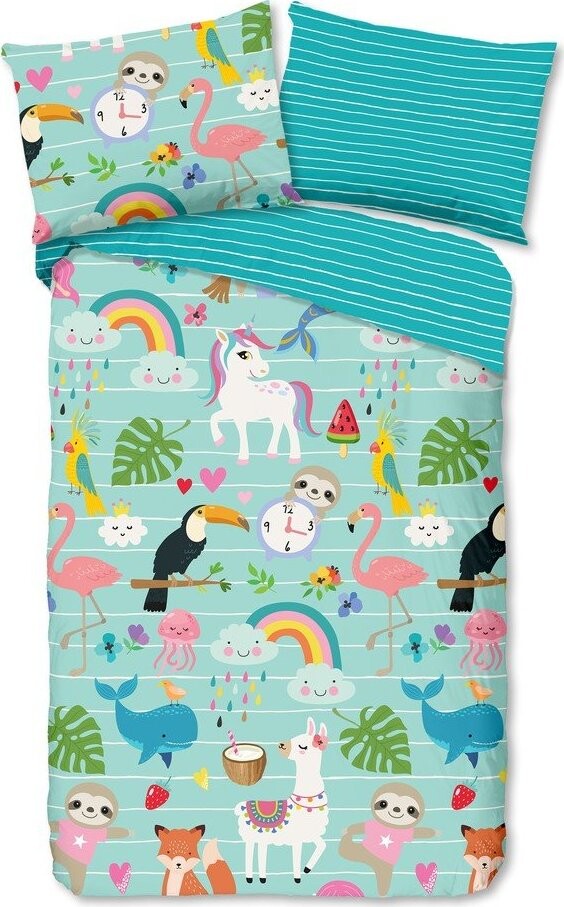 Modré bavlněné dětské povlečení na jednolůžko 140x200 cm Festen – Good Morning