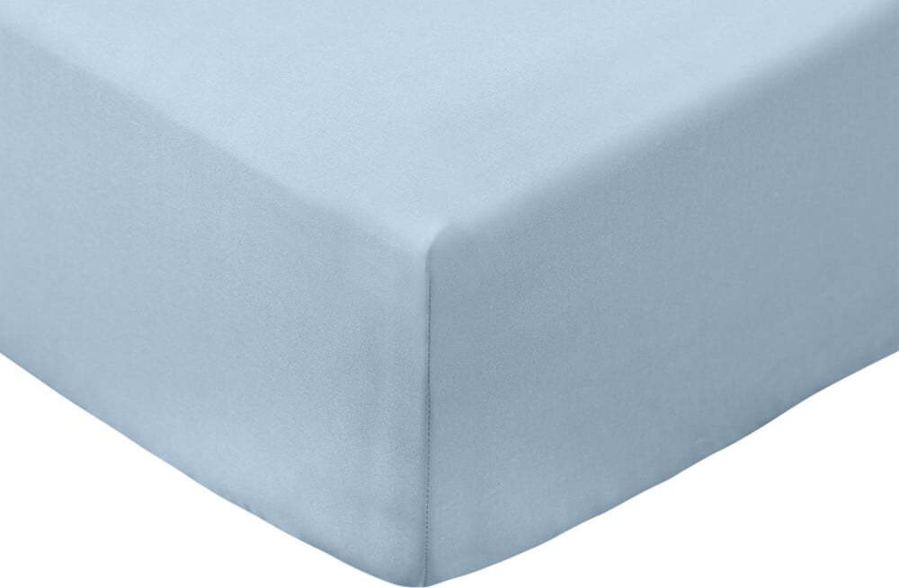 Modré napínací prostěradlo z bavlněného perkálu 135x190 cm Cotton Percale – Bianca