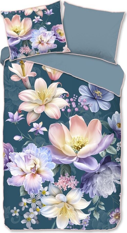 Modré povlečení na jednolůžko/prodloužené z bavlněného saténu 140x220 cm Mirery – Descanso