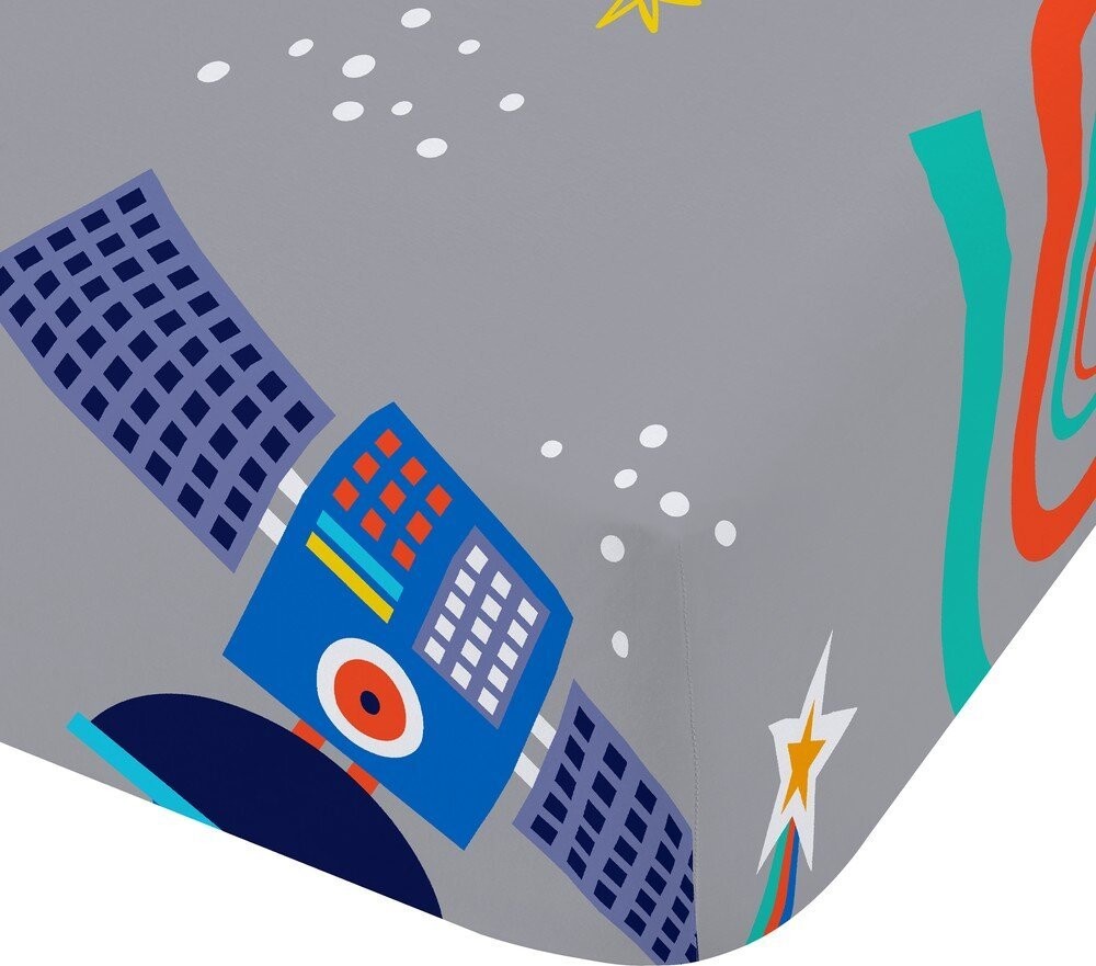 Šedé napínací dětské prostěradlo do postýlky 70x140 cm Lost In Space – Catherine Lansfield