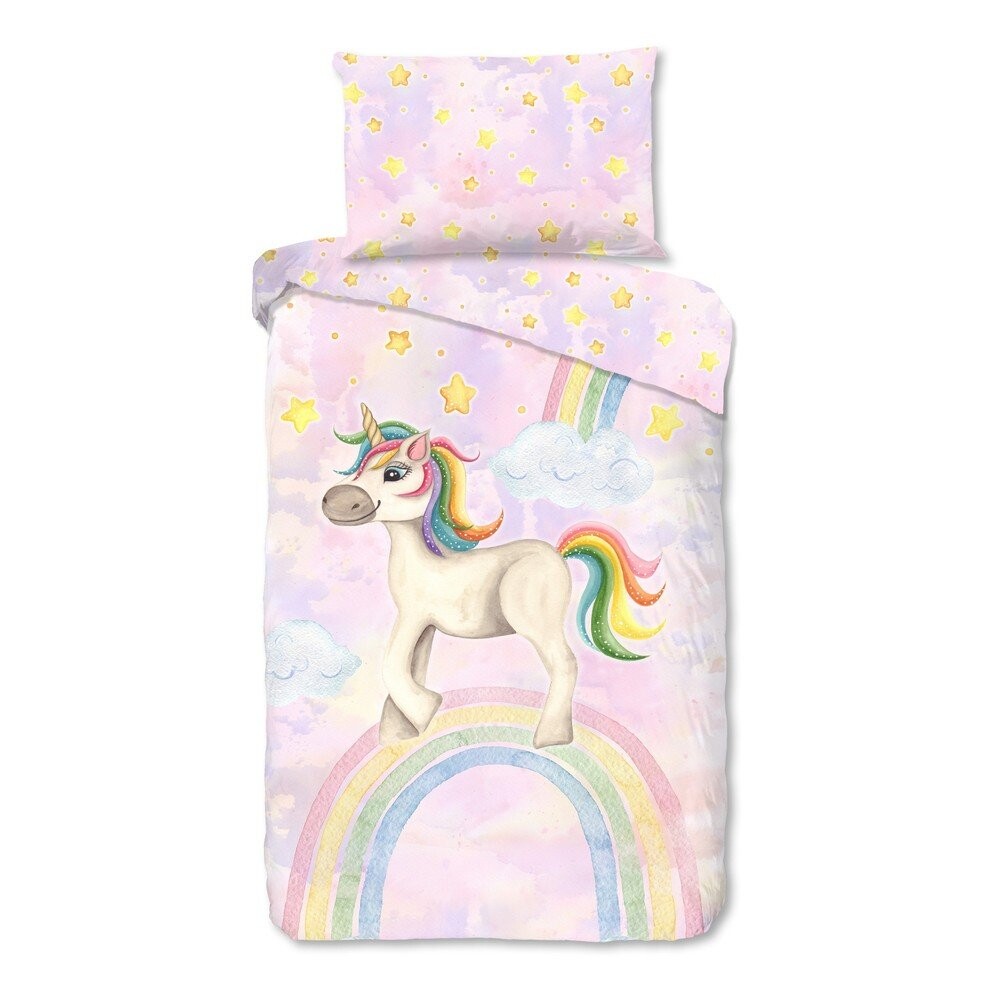 Růžové bavlněné dětské povlečení na jednolůžko 140x200 cm Unisweet – Good Morning