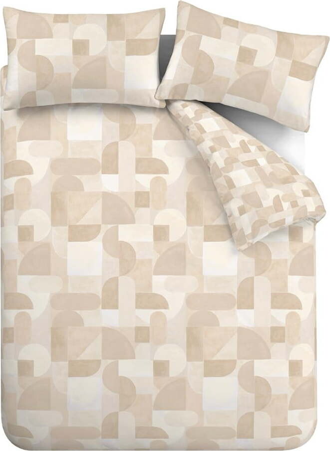 Béžové povlečení na dvoulůžko/prodloužené 230x220 cm Sloane Geo – Catherine Lansfield