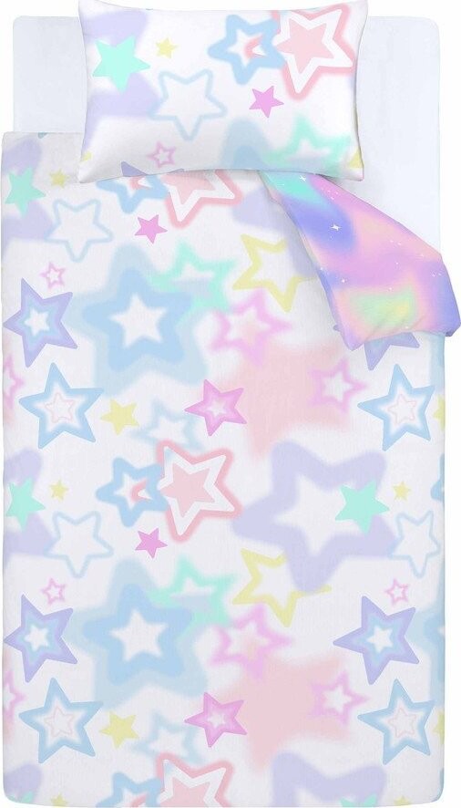 Bílé/růžové dětské povlečení na dvoulůžko 200x200 cm Ombre Stars – Catherine Lansfield
