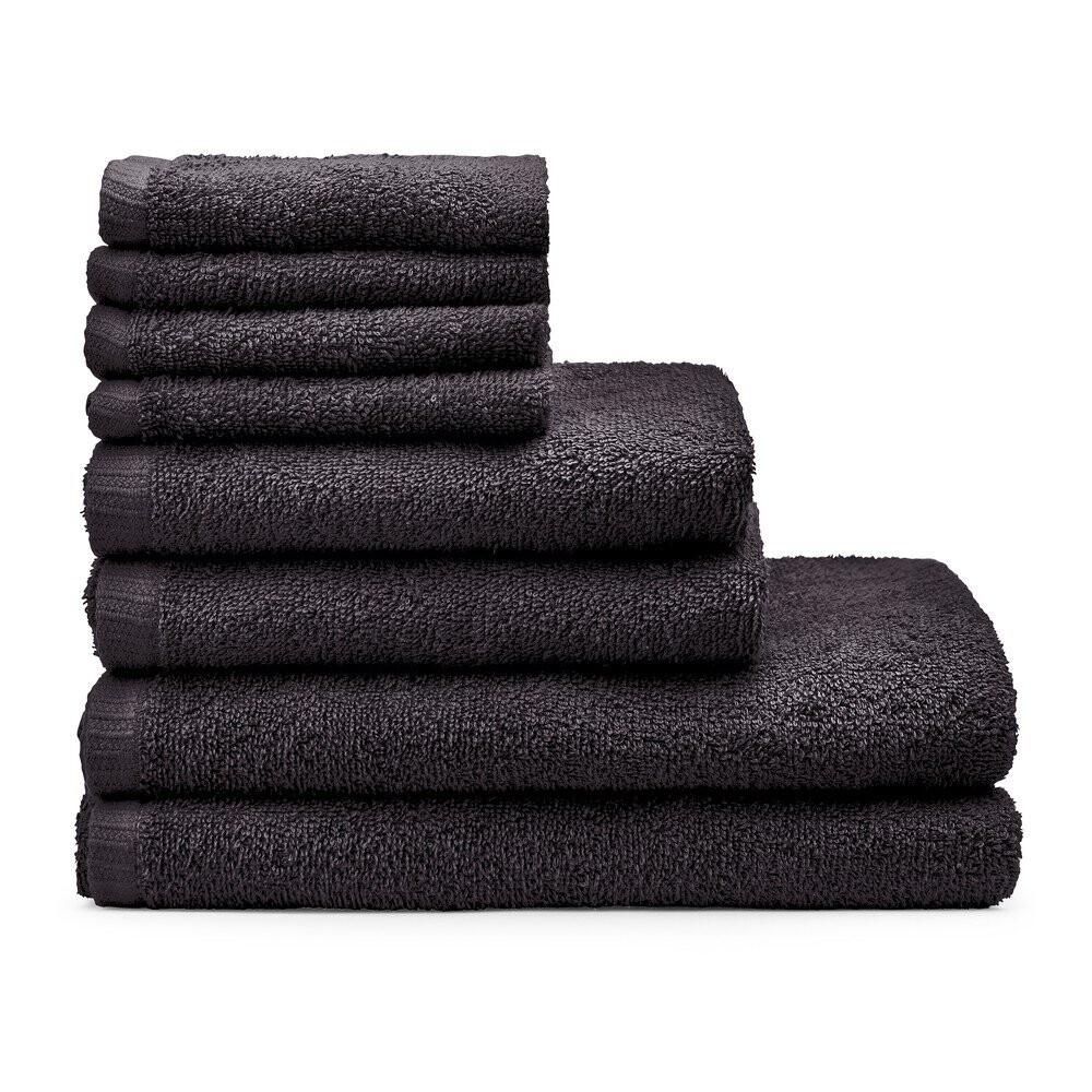 Černé rychleschnoucí/froté bavlněné ručníky a osušky v sadě 8 ks Quick Dry – Catherine Lansfield