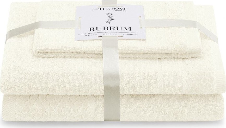 Krémové froté bavlněné ručníky a osušky v sadě 3 ks Rubrum – Restilo
