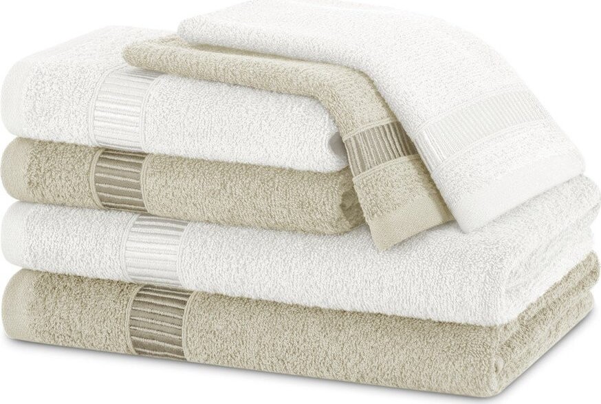 Bílé/béžové froté bavlněné ručníky a osušky v sadě 6 ks Avium – Restilo
