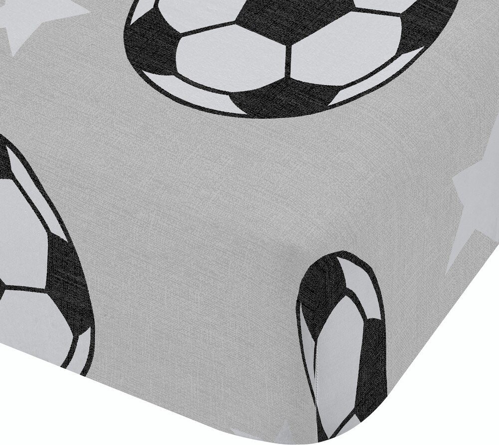 Šedé napínací flanelové dětské prostěradlo na dvoulůžko 135x190 cm Football Stars – Catherine Lansfield