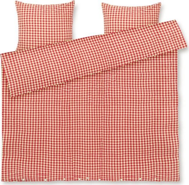 Červené/žluté krepové povlečení na dvoulůžko/prodloužené 200x220 cm Bæk&Bølge – JUNA