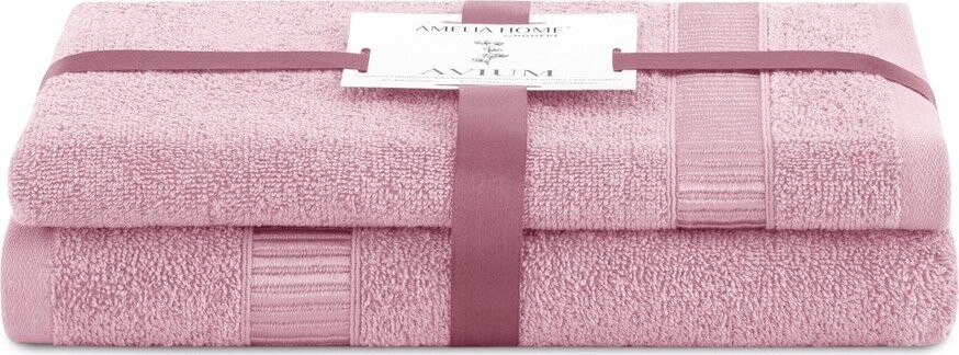 Světle růžové froté bavlněné ručníky a osušky v sadě 2 ks Avium – Restilo