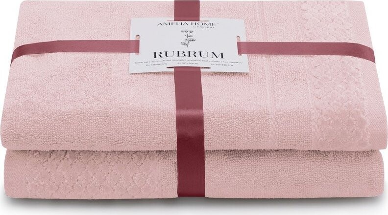 Světle růžové froté bavlněné ručníky a osušky v sadě 2 ks Rubrum – Restilo