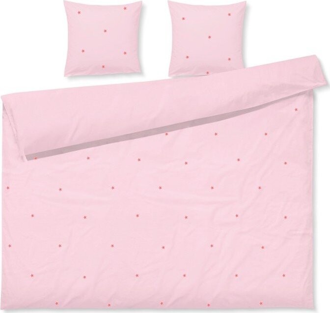 Růžové povlečení na dvoulůžko/prodloužené z bavlněného perkálu 200x220 cm Daisy – JUNA