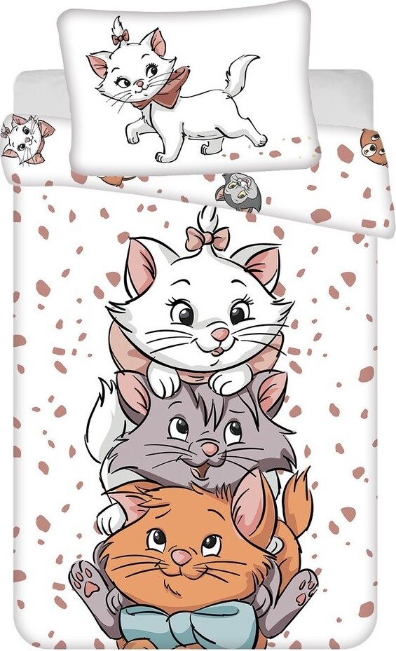 Bílé bavlněné dětské povlečení do postýlky 100x135 cm Marie Cat 