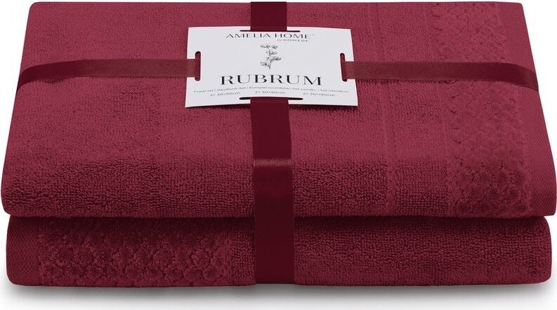 Červené froté bavlněné ručníky a osušky v sadě 2 ks Rubrum – Restilo