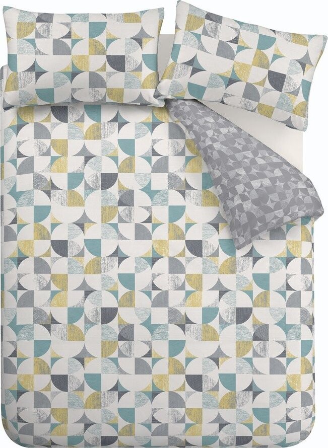 Šedé povlečení na dvoulůžko/prodloužené 230x220 cm Retro Circles – Catherine Lansfield