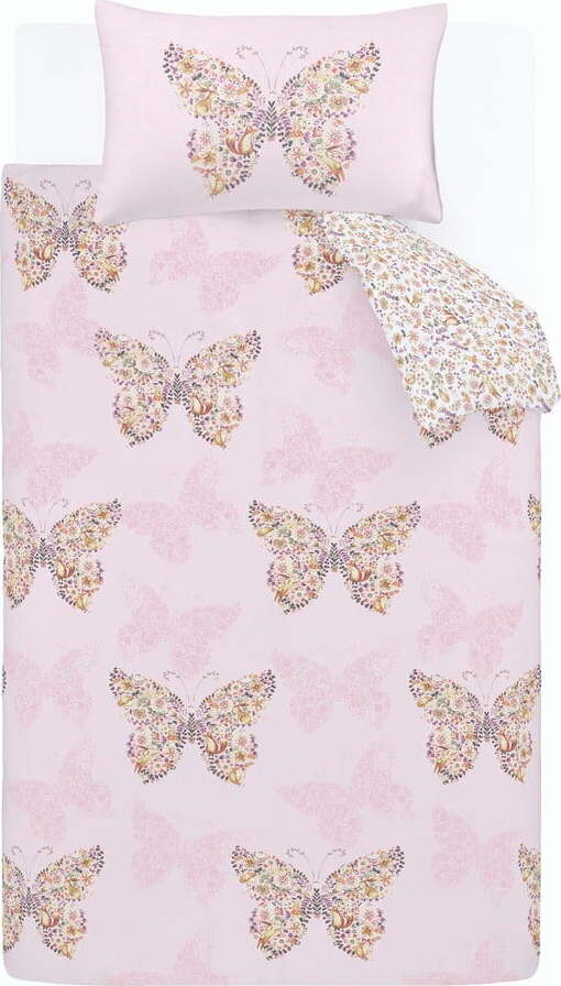 Růžové dětské povlečení na dvoulůžko 200x200 cm Enchanted Butterfly – Catherine Lansfield