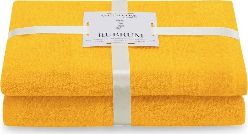 Žluté froté bavlněné ručníky a osušky v sadě 2 ks Rubrum – Restilo