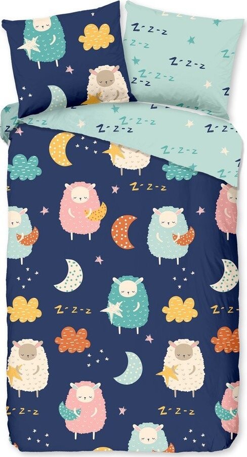 Modré bavlněné dětské povlečení na jednolůžko/prodloužené 140x220 cm Sheep – Good Morning