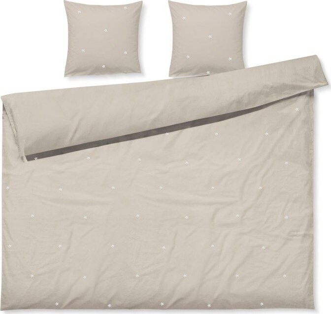 Béžové povlečení na dvoulůžko/prodloužené z bavlněného perkálu 200x220 cm Daisy – JUNA