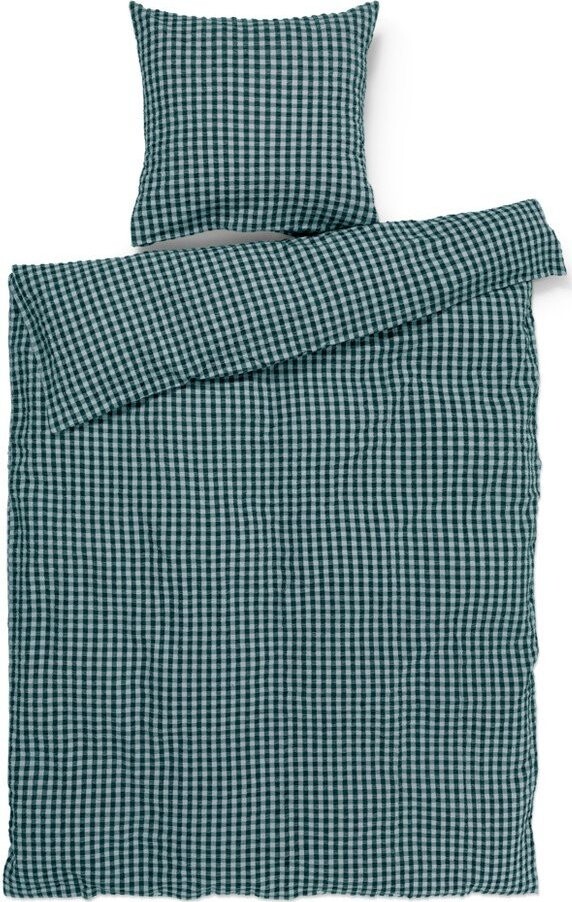 Zelené/modré krepové povlečení na jednolůžko/prodloužené 150x210 cm Bæk&Bølge – JUNA
