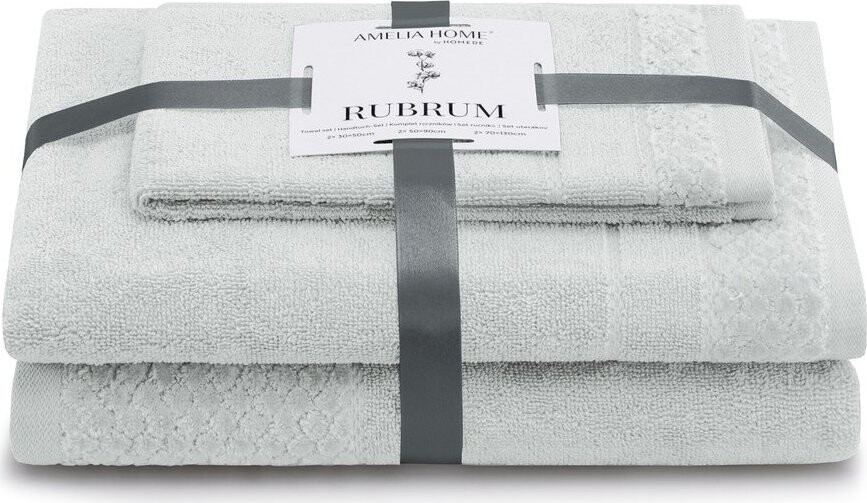Světle šedé froté bavlněné ručníky a osušky v sadě 3 ks Rubrum – Restilo